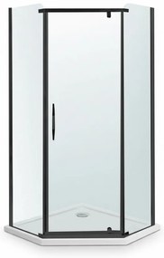 Celtic 100x100 cm ötszögletű zuhanykabin zuhanytálcával fekete