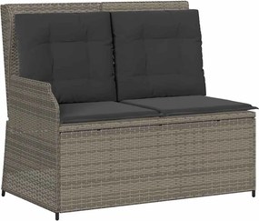 vidaXL szürke polyrattan dönthető kerti pad párnával