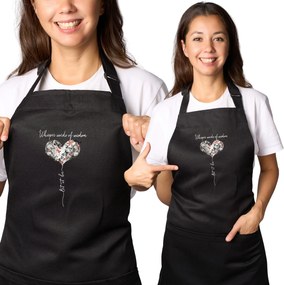Konyhai kötény fekete, ideális ajándék nőnapra "Let it be"