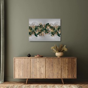 Kép - Gold-green, trópusi levelek (üvegen) (70x50 cm)