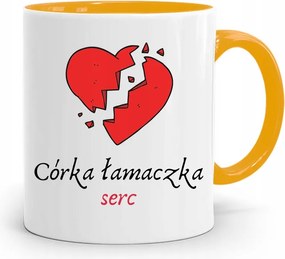 Sárga Bögre Ajándék Lányának Szívtörő nyomott mintával