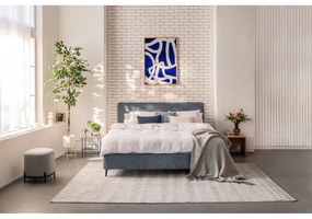 Kék kárpitozott franciaágy matraccal és ráccsal 180x200 cm Noira Slim - Bonami Selection