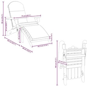 tömör akácfa kerti adirondack szék lábtartóval
