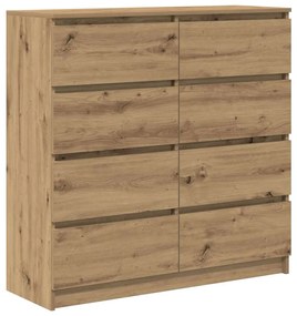 kézműves tölgy színű szerelt fa tálalószekrény 100x35x99 cm