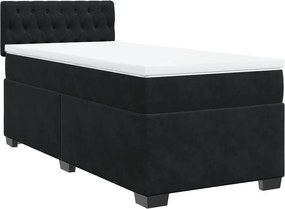 vidaXL fekete bársony rugós ágy matraccal 80 x 200 cm