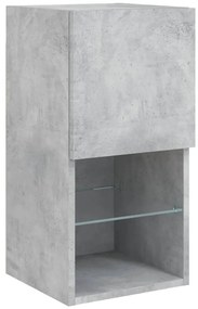 8 darab betonszürke szerelt fa fali TV-bútor LED-del