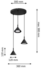 Csillár zsinóron ETNA 3xGX53/10W/230V fekete