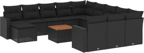 vidaXL 13 részes fekete polyrattan kerti ülőgarnitúra párnákkal