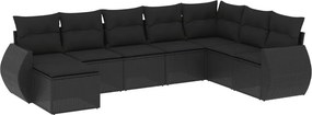 vidaXL 8 részes fekete polyrattan kerti ülőgarnitúra párnákkal