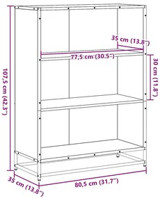 barna tölgyszínű szerelt fa könyvszekrény 80,5x35x107,5 cm