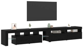 TV szekrény 3 darab LED világítással, fekete tölgy, szerelt fa
