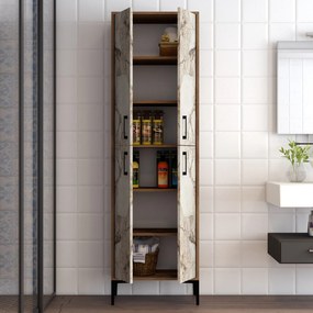 Tároló szekrény Berlin A - Diós, Fehér Marble