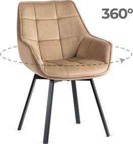 Krzesło Obrotowe LUNA Beżowe Welurowe