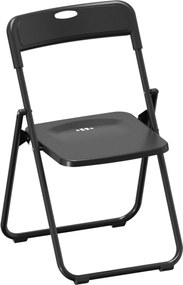 HOMCOM 6 darab összecsukható műanyag étkezőszék acélvázzal — íves háttámla és formázott ülés, helytakarékos (fekete) | Aosom