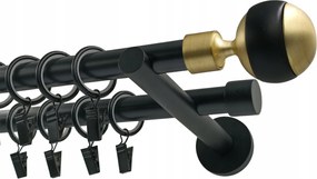 Dupla függönykarnis Fém 19+19mm Gömb Black&amp;gold 320cm