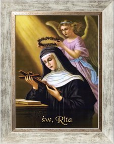 Szent Rita Vallásos Kép Fehér Díszkeretben 30X40