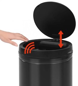fekete automata érzékelős szénacél szemeteskuka 80 L
