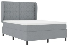 Boxspring Ágy Matracra - Világosszürke, 140x200 cm, Kárpit