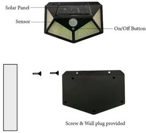 SH-100 mozgásérzékelős napelemes LED lámpa - 100 LED - 1 db