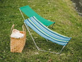 Összecsukható tengerparti napozóágy SAND, kék-fehér