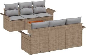 vidaXL Kerti Kanapé Szett párnával 7 pcs Bézs polirattan