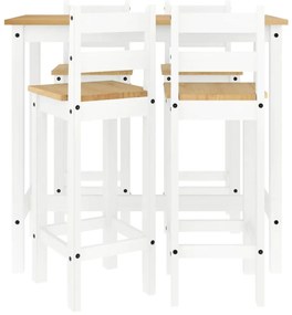 5 részes fehér tömör fenyőfa bárszett