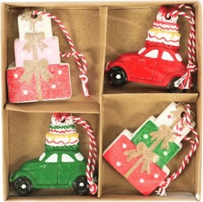 4 db-os karácsonyi dísz szett CHRISTMAS CAR 6 cm