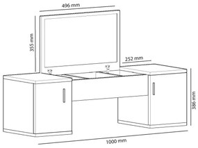Sminkasztal MERCAN 39x100 cm fehér