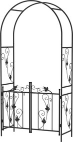 Outsunny Fém Kerti Ív Kapuval Mászó Növényekhez, Esküvői és Party Ív, 2.2x1 m, Fekete | Aosom