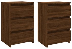 2 db barna tölgyszínű szerelt fa éjjeliszekrény 40x35x62,5 cm
