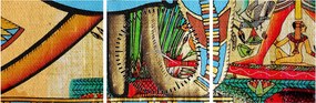 Egyiptomi motívumú kép (órával) (90x30 cm)