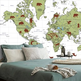 Tapéta világtérkép állatokkal - 150x100