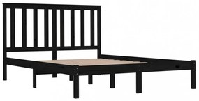 fekete tömör fenyőfa ágykeret 200x200 cm