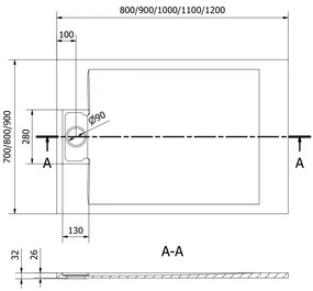 Mexen, Mexen Otto brodzik prostokątny SMC 100 x 70 cm, czarny - 4N707010