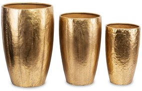 Kaspó 3 db-os szett, arany fém 97149 62x39.5x39.5 54.5x34x34 46.5x28.5x28.5cm