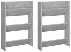 2 db betonszürke fali cipősszekrény 60 x 18 x 90 cm