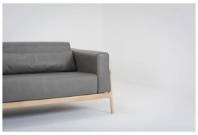 Fawn sötétszürke kanapé bivalybőrből, tömör tölgyfa szerkezettel, 240 cm - Gazzda