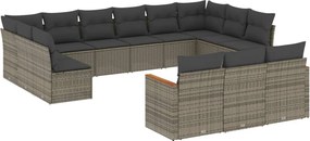 vidaXL 13 részes szürke polyrattan kerti ülőgarnitúra párnákkal