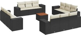 vidaXL 13 részes fekete polyrattan kerti ülőgarnitúra párnákkal