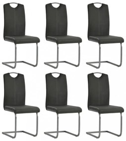 6 db szürke műbőr szánkótalpas étkezőszék