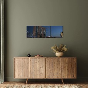 Modern metropolisz képe (órával) (90x30 cm)