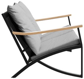 fekete acél kerti pad párnákkal 120 cm