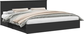 vidaXL Tárolós Ágy fejtámlával fiókkal Fekete 200 x 200 cm Faanyag