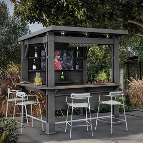 Kerti bár pavilon, bárpulttal, tetővel