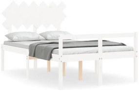 fehér tömör fa ágy időseknek fejtámlával Double