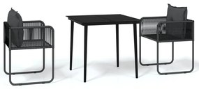 vidaXL 3 részes fekete kerti étkezőgarnitúra