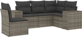 vidaXL 5 részes szürke polyrattan kerti ülőgarnitúra párnákkal
