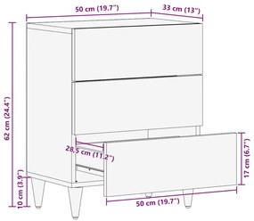 vidaXL Éjjeliszekrény Világos Barna 50 x 33 x 62 cm Tömör akácfa