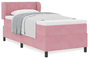 Boxspring Ágy Matrac Rózsaszín 90x190 cm Bársonyos