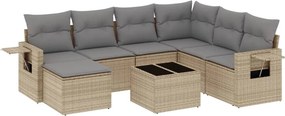 vidaXL 8 részes bézs polyrattan kerti ülőgarnitúra párnával